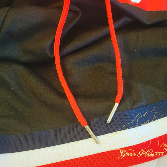 Juniors Y2k Honey Graphic Lettering Hoodie Short Sleeve Mini Dress Blk & Red Sm - Picture 8 of 9